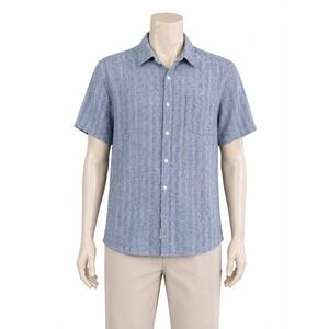 Original Weatherproof Vintage Linen Button Down Mens Large Blue Coastal Grandpa